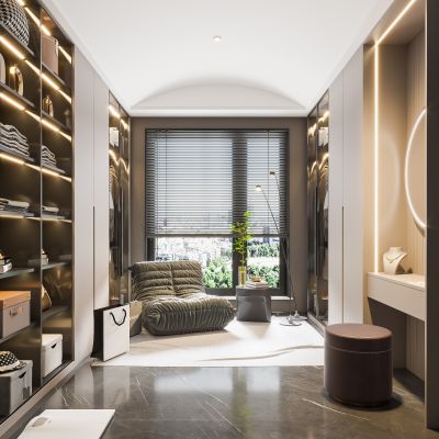 现代简约衣帽间 衣柜 梳妆台 现代港式衣帽间 开放式衣帽间 家庭衣帽间