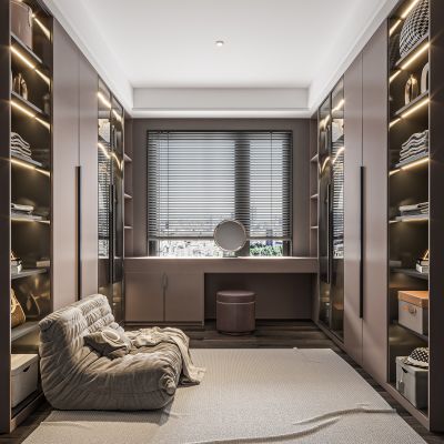 现代简约衣帽间 衣柜 梳妆台 现代港式衣帽间 开放式衣帽间 家庭衣帽间