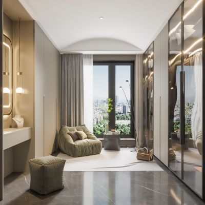 家庭衣帽间,现代简约衣帽间,衣柜、梳妆台,现代港式衣帽间,开放式衣帽间