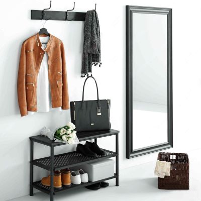 现代鞋架服饰镜子篮子组合