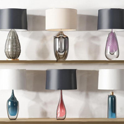 现代金属玻璃台灯组合