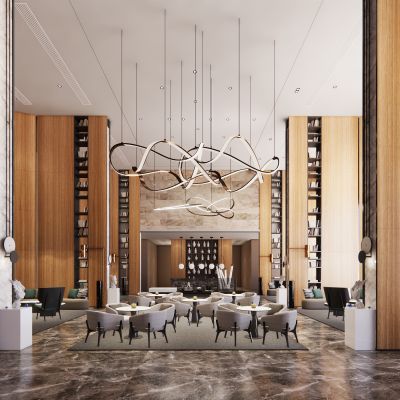 现代酒店大堂SU模型