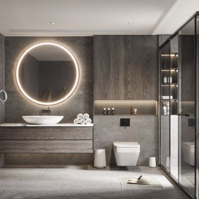 现代卫生间，马桶，花洒，浴室柜，洗脸盆，浴缸,淋浴房,坐便器,卫生间摆件