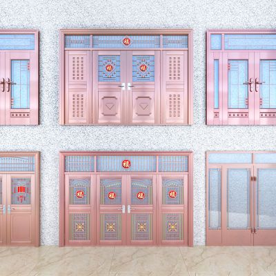 新中式入户门玻璃门花格门拉丝门铜门