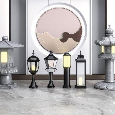 现代景观地灯_庭院地灯_户外草坪灯_石灯_落地灯