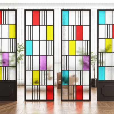 现代彩色玻璃隔断