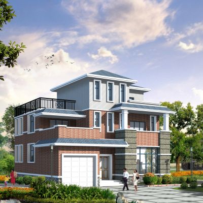 三层CAD施工图+效果图