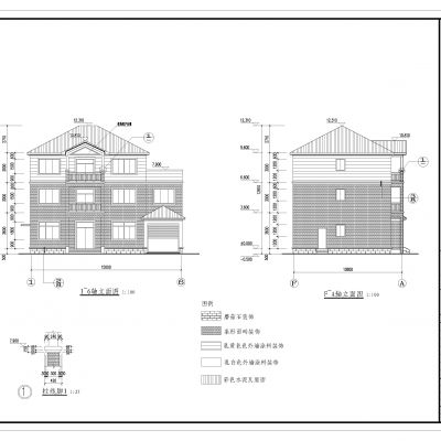 三层CAD施工图+效果图+设备图