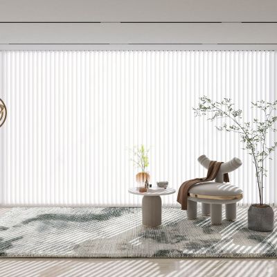 现代梦幻帘_落地灯_单人沙发_摆件