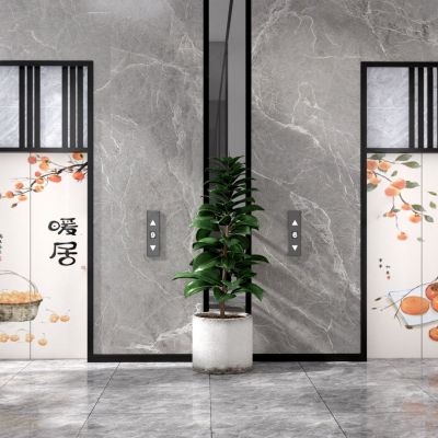 现代电梯间_电梯按键_楼层显示器