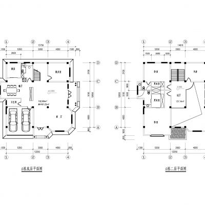 三层CAD施工图+效果图