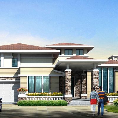 两层CAD施工图+效果图