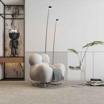 现代轻奢单人沙发椅边几组合