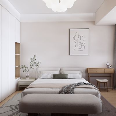 现代北欧原木风，主卧