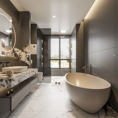 现代卫生间，马桶，花洒，浴室柜，洗脸盆，浴缸,淋浴房,坐便器,卫生间摆件