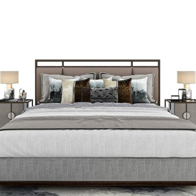 新中式双人床组合