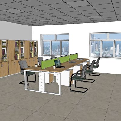 现代办公室SU模型