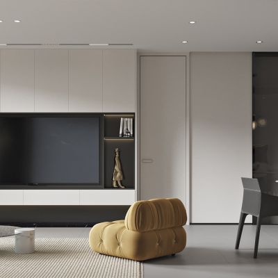 现代客餐厅，沙发茶几组合，餐桌椅组合