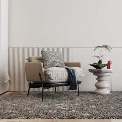 现代轻奢单人沙发椅边几