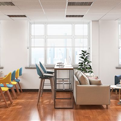 现代书吧休闲区水吧阅览室茶水间