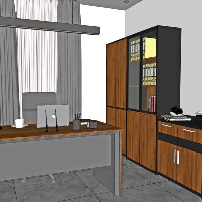 现代总经理办公室SU模型