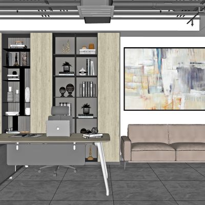 现代总经理办公室SU模型