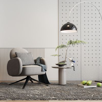 现代轻奢单人沙发椅边几