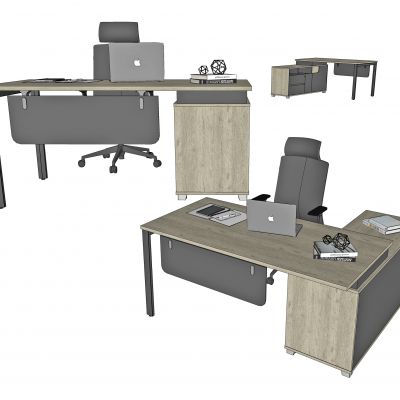 现代办公桌班台SU模型