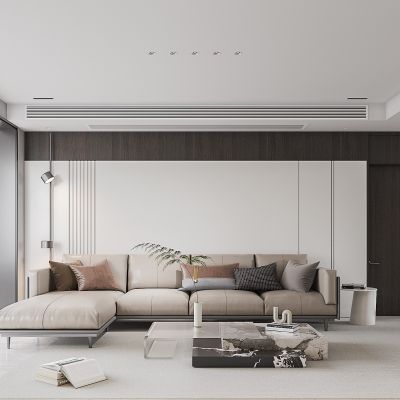 现代客餐厅，沙发茶几组合，餐桌椅组合