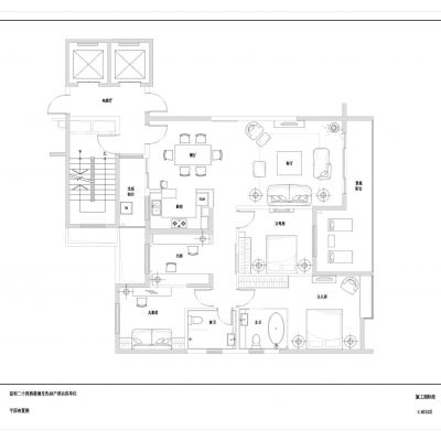 昆明24桥荷塘月色4B户型样板房设计装修施工图