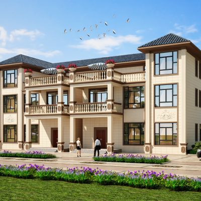 欧式别墅简欧别墅双拼别墅别墅住宅(2018)