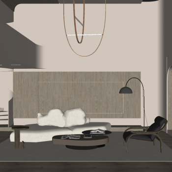 现代客厅，沙发茶几组合