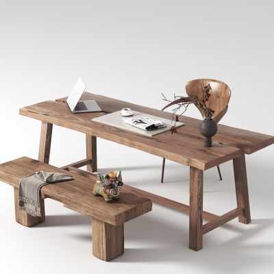 侘寂风书桌椅组合