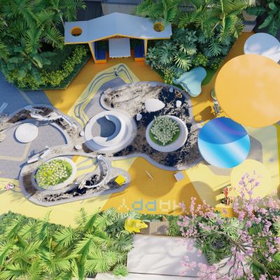 现代儿童乐园 儿童戏水池 戏水装置 户外廊架 攀爬墙 取水器材.rar