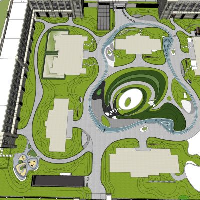 现代住宅景观 曲线住宅住宅大区 中央会客廊架 入口门楼 消防登高面.rar