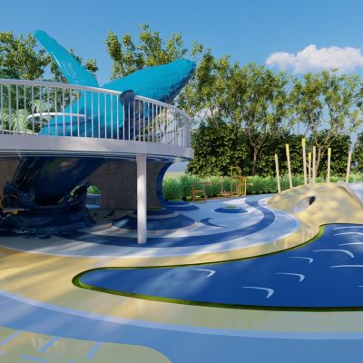 现代鲸鱼主题儿童乐园 鲸鱼构架 游乐器材 滑滑梯 儿童游乐园.rar