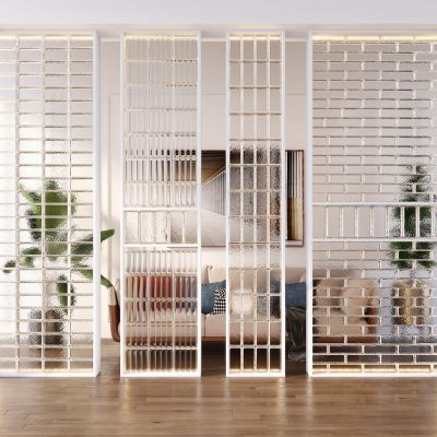 现代玻璃砖隔断 屏风