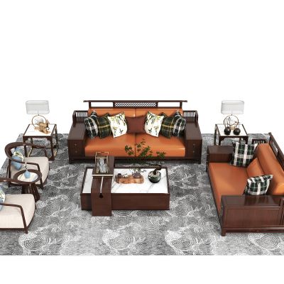 新中式沙发茶几组合