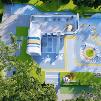 现代儿童乐园 海洋主题游乐园 游乐构架 摇摇乐 儿童涂鸦墙.rar