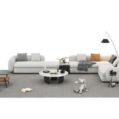 现代沙发茶几组合，休闲椅，茶几，落地灯，摆件