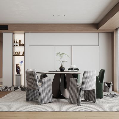 现代轻奢餐厅餐桌椅组合