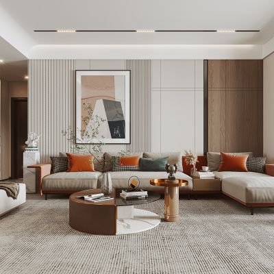 现代，客厅餐厅，沙发，餐桌 ，电视柜 ，酒柜，吊灯，装饰画