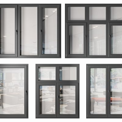 现代铝合金窗户 平开窗
