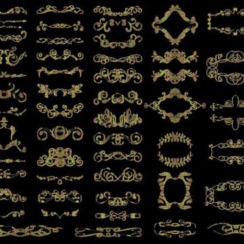 金色系欧式花边花纹CAD图