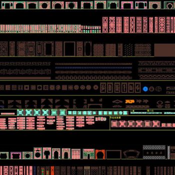 CAD中式花格雕花屏风隔断精品门洞图