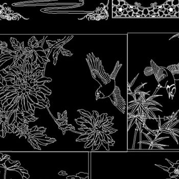 花鸟雕花雕刻装饰图案CAD图