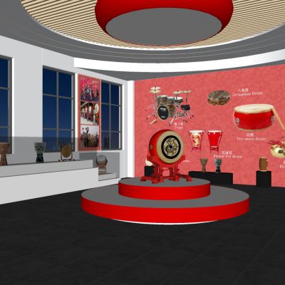 学校鼓文化展厅 音乐教室 文化展厅 鼓文化室 乐器室 乐器展厅