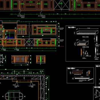 实木橱柜CAD图库橱柜设计素材