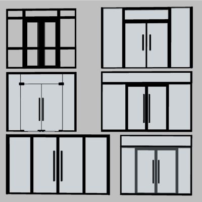 中式办公双开玻璃门