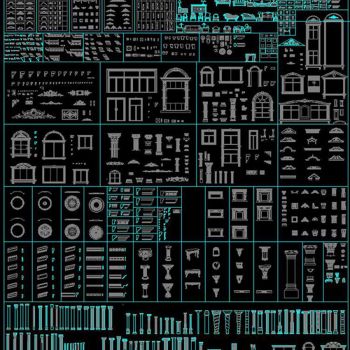 窗户门角线罗马柱壁炉cad